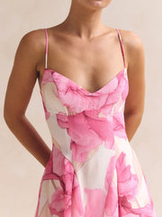 Floral Print Spaghetti Strap Midi Dress