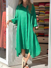 Button Front Long Sleeve Shirt Dress