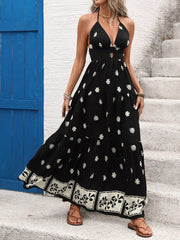 Printed Halter Neck Maxi Dress