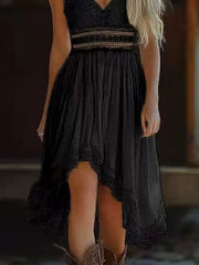 Asymmetrical Hem Lace V-Neck Cami Dress