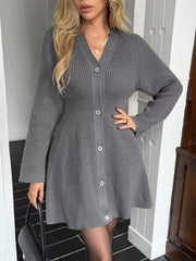 Button-Down Knitted Sweater Dress