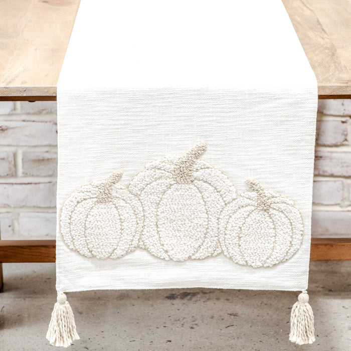 Fabric embroidered multicolor pumpkin table runner 72 x 16 inch for traditional seasonal home decor from Magnolias Home Decor