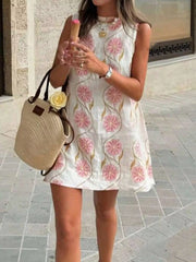Floral Pattern Sleeveless Mini Dress