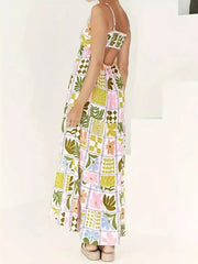 Printed Cutout Back Cami Dress