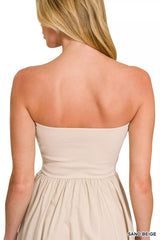 Zenana Combined Knit Tube Top Flare Mini Dress
