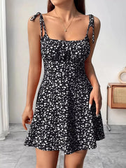 Floral Print Tie Strap Mini Dress