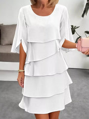 Full Size Ruffled Layered Flutter Sleeve Dress Plus Size
