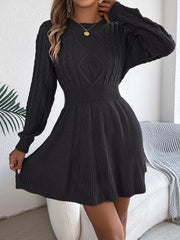 Cable Knit Long Sleeve Sweater Dress