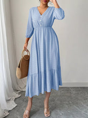 Swiss Dot Ruffle Hem Midi Dress