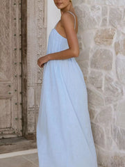 Pleated Bodice Midi Cami Dress