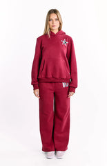 Beginning Burgundy Leopard Star Hoodie