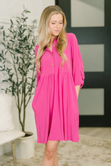 Inspire Collared Neck Dress in Runway Pink
