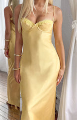 Mariana Yellow Lace Bust Midi Dress