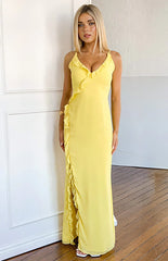 Nahanee Yellow Ruffle Maxi Dress