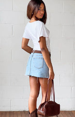 Siletto Denim Low Rise Mini Skirt