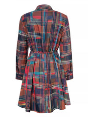 Plaid Long Sleeve Shirt Dress