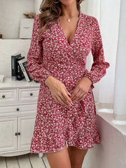 Floral Print Wrap Mini Dress