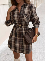 Plaid Button Up Shirt Dress