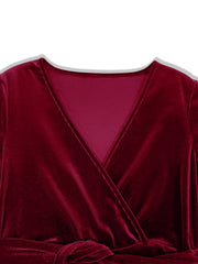 Velvet Wrap Surplice Maxi Dress