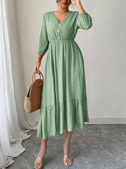 Swiss Dot Ruffle Hem Midi Dress