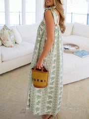Elegant Floral Print Tie-Shoulder Dress
