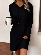 Drawstring Hooded Long Sleeve Mini Dress