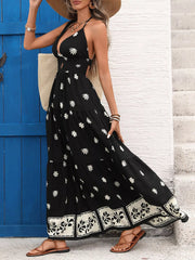 Printed Halter Neck Maxi Dress