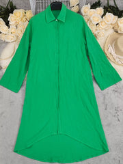 Button Front Long Sleeve Shirt Dress