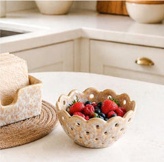 Beige Ceramic Berry Bin