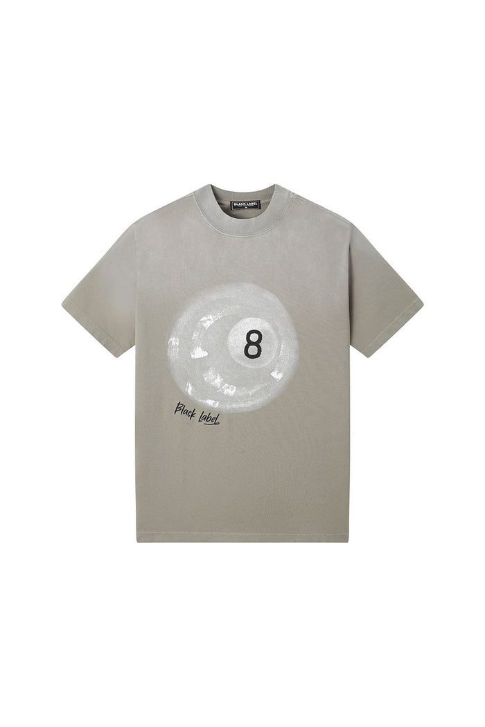 Black Label '8 Ball' premium T-shirt in dye green, featuring a bold graphic design on soft cotton fabric.
