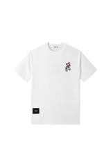 Black Label Fighting Duck T-Shirt in white, featuring a graphic design on the front, made from soft cotton fabric.