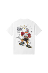 Black Label Fighting Duck T-shirt in white, featuring a graphic design, casual short-sleeve tee for men.