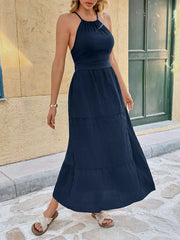 Tie Back Tiered Midi Dress