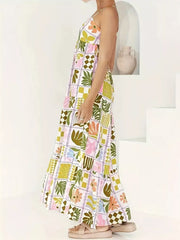 Printed Cutout Back Cami Dress
