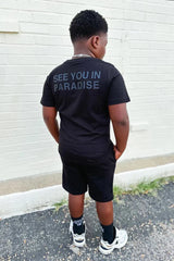 Black Jordan Craig Kids "Tonal" T-Shirt featuring a simple design, perfect for everyday wear for children.