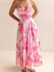 Floral Print Spaghetti Strap Midi Dress