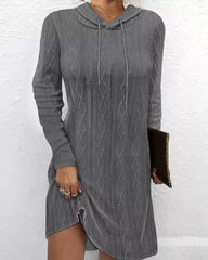 Casual Long Sleeve Hooded Knit Dress