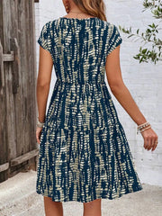Plus Size Printed Long Sleeve Ruffle Hem Mini Dress