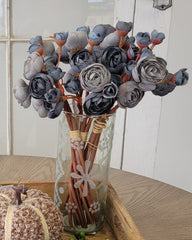 Silk dusty blue ranunculus bundle for transitional everyday home decor from Magnolias Home Decor