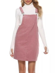 Corduroy Wide Strap Overall Dress
