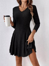 Ribbed Knit Long Sleeve A-Line Dress