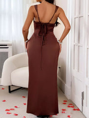 Wide Strap Satin Maxi Dress