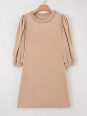 Braided Trim Puff Sleeve Dress