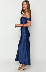 Ella Navy Off Shoulder Formal Maxi Dress