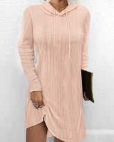 Casual Long Sleeve Hooded Knit Dress