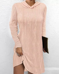 Casual Long Sleeve Hooded Knit Dress