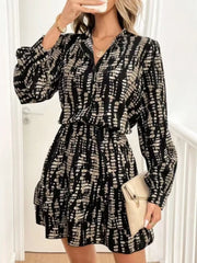 Ruffled Hem Long Sleeve Mini Dress