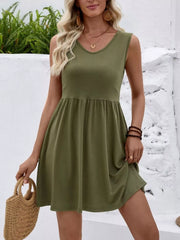 V-Neck Sleeveless Mini Dress