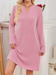 Casual Ribbed Knit Long Sleeve Dress