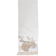 Fall embroidered pumpkin table runner 72 inch cotton autumn table decor from Magnolias Home Decor